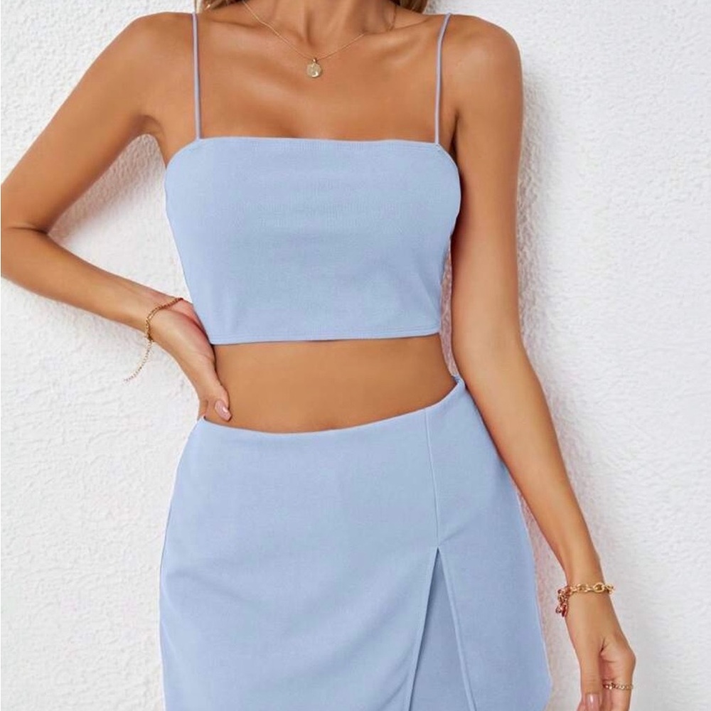 SHEIN Light Blue Two-Piece Set